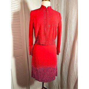 Emma Black | Women’s | Skirt Sets | Size 6/8 | Vintage Two-Piece Sequined Red Dr